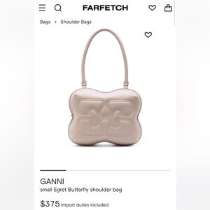 Brand New Ganni Butterfly Shoulder Bag